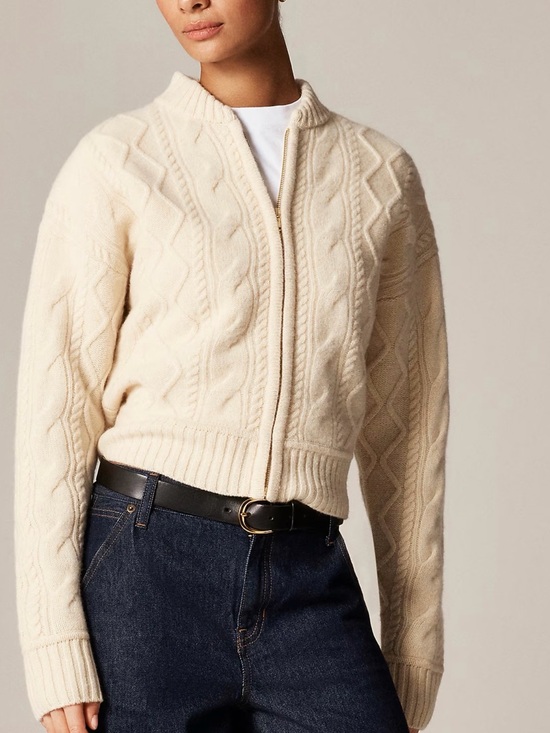 J. Crew Sweaters - J CREW SMALL Wool cable-knit bomber jacket CR119